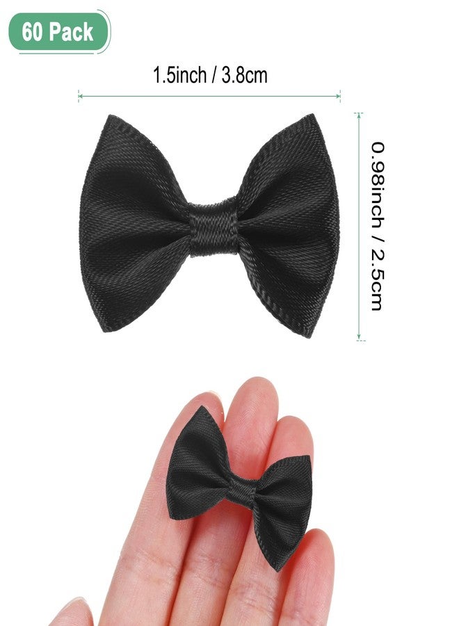 M METERXITY 60-Pack 1.5 Inch Mini Ribbon Bows|Premium Polyester Craft Bows for Gift Wrapping, Wedding Favors, DIY Hair Accessories, Christmas & Party Decoration [Black] - Image 3